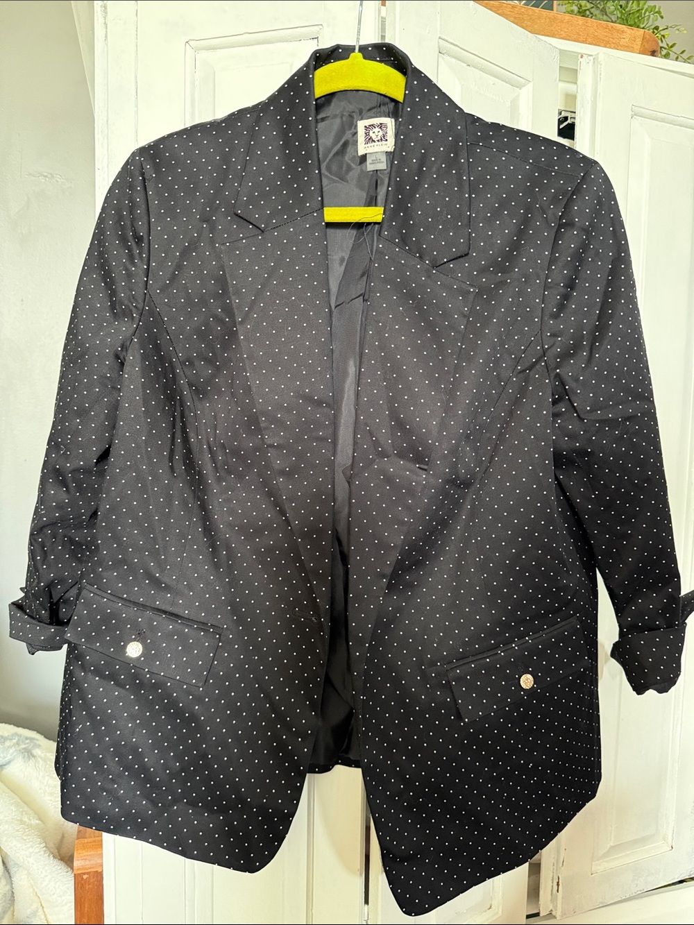 Anne Klein Black Polka Dot Blazer Jacket